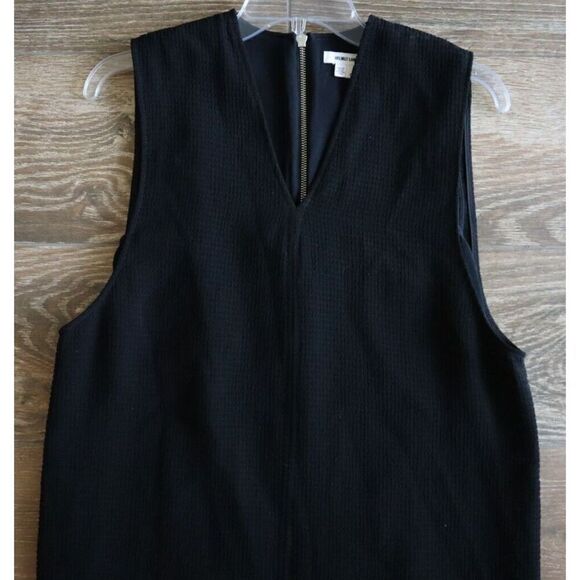 Helmut Lang Women's Sz 6 Black Textured Sleeveless Front Slit V-Neck Maxi Dress - Picture 5 of 13